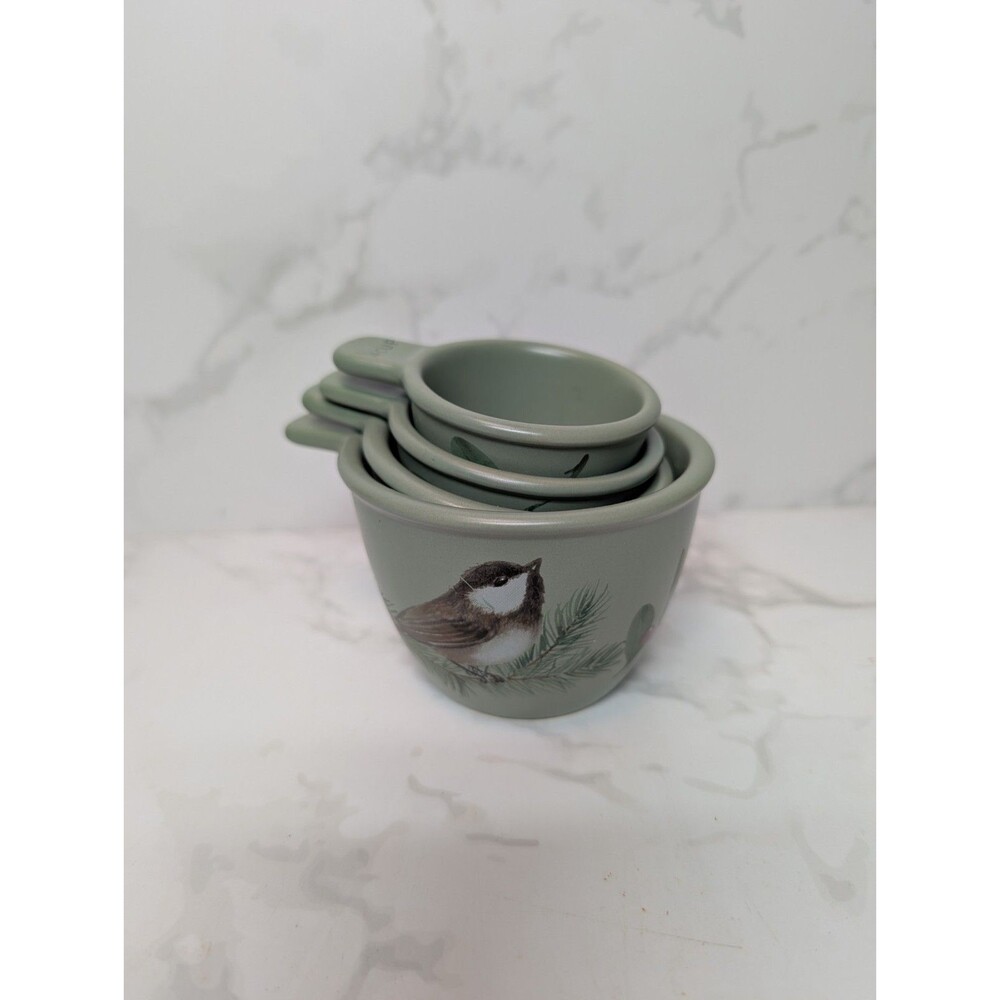 Pfaltzgraff Winterwood 4-Piece Ceramic Measuring Cup Set 1, 1/2, 1/3 & 1/4 Cup